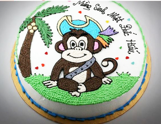 Mẫu CH025: bánh kem chấm hình con khỉ