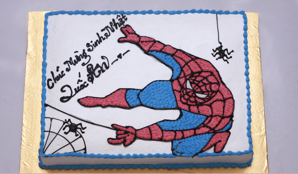 Mẫu CH41: bánh sinh nhật chấm hình người nhện