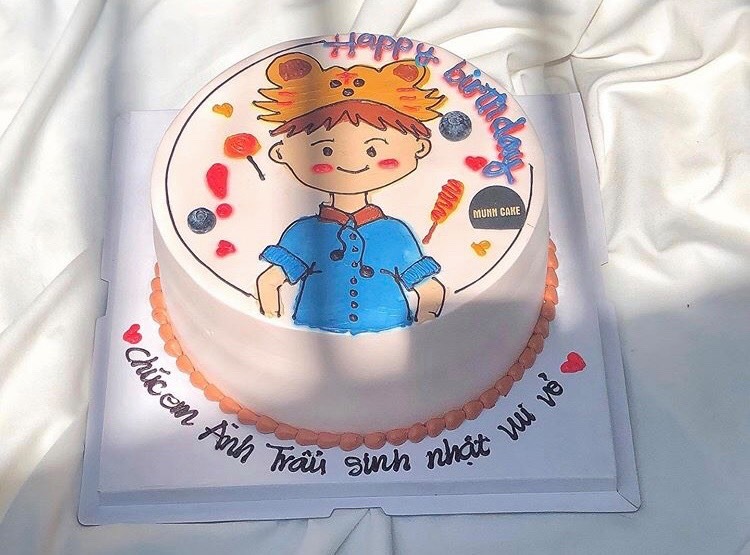 Bánh sinh nhật tròn vẽ cartoon
