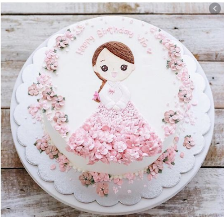 Bánh sinh nhật tròn trang trí bé gái