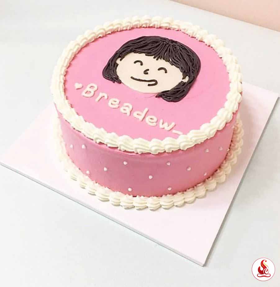 Bánh kem sinh nhật vẽ hình bé gái cute