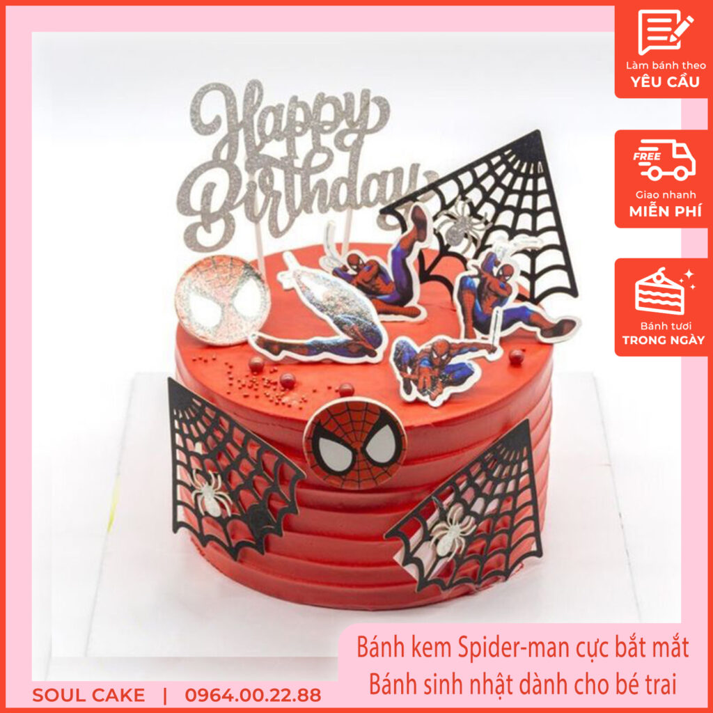 Bánh kem Spider-man cực bắt mắt, Bánh sinh nhật dành cho bé trai