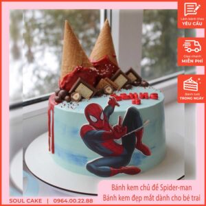 Bánh kem chủ đề Spider-man, Bánh kem đẹp mắt dành cho bé trai