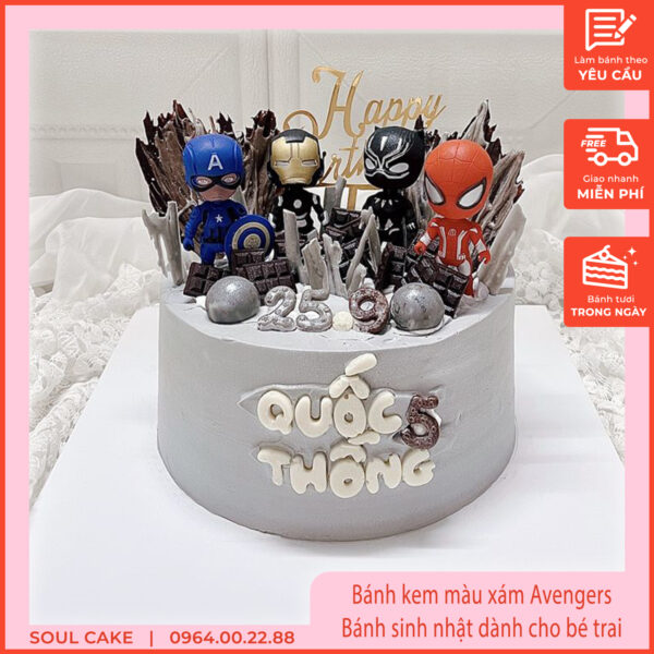 Bánh kem màu xám Avengers, Bánh sinh nhật dành cho bé trai