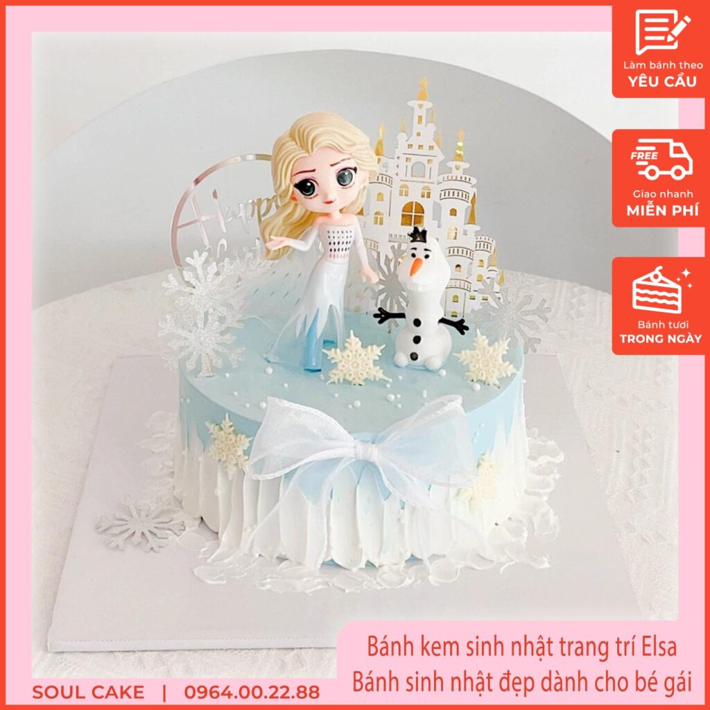 Bánh kem sinh nhật trang trí Elsa, Bánh sinh nhật đẹp dành cho bé gái