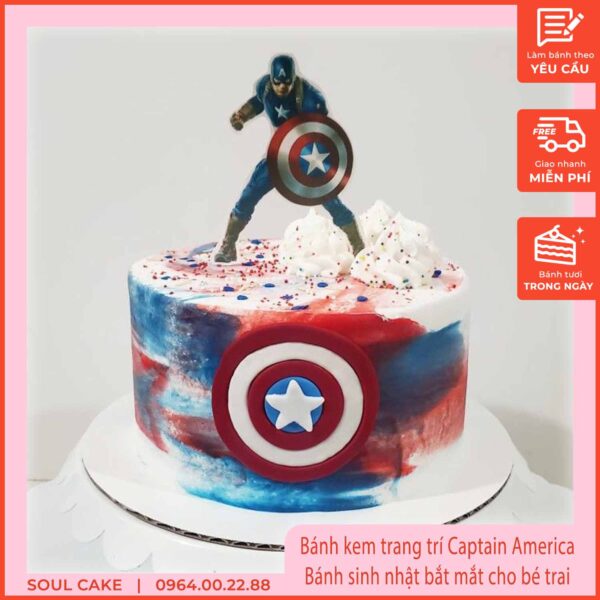 Bánh kem trang trí Captain America- Bánh sinh nhật bắt mắt cho bé trai