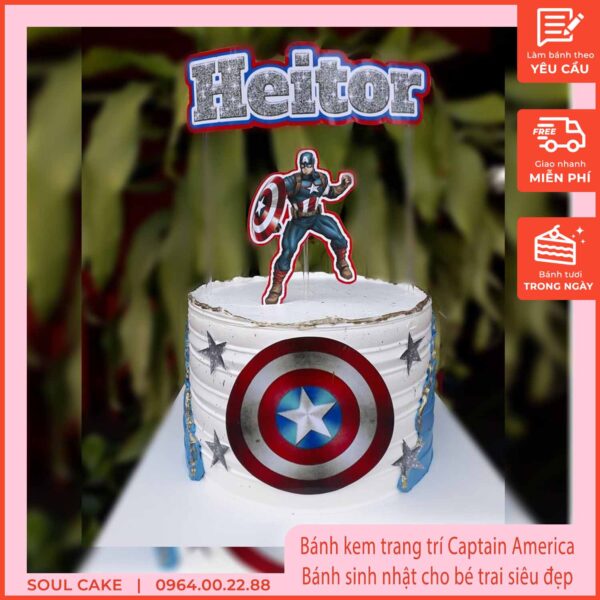 Bánh kem trang trí Captain America- Bánh sinh nhật cho bé trai siêu đẹp