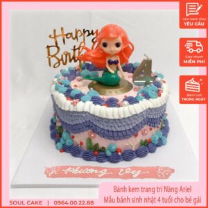 Bánh kem trang trí Nàng Ariel, Mẫu bánh sinh nhật 4 tuổi cho bé gái