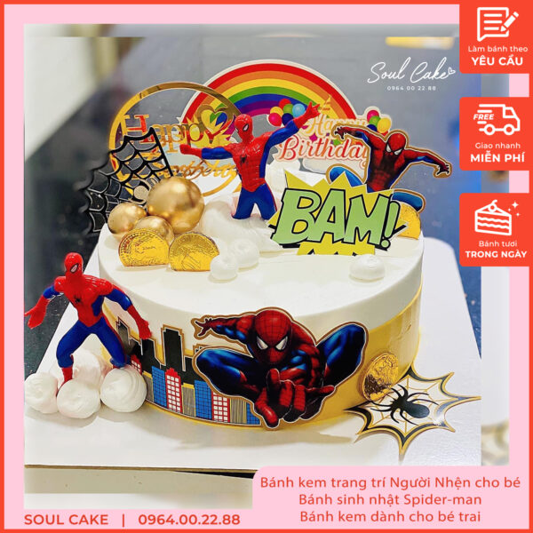 Bánh kem trang trí Người nhện cho bé, Bánh sinh nhật Spider-man, Bánh kem dành cho bé trai