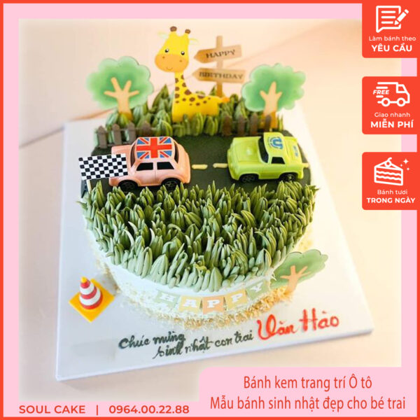 Bánh kem trang trí Ô tô, Mẫu bánh sinh nhật đẹp cho bé trai