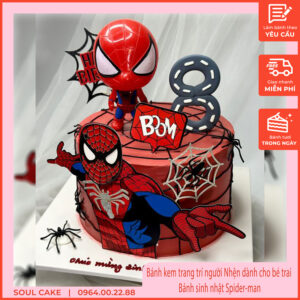 Bánh kem trang trí Người nhện dành cho bé trai, Bánh sinh nhật Spider-man