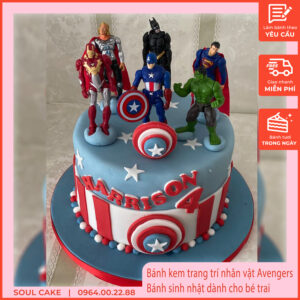 Bánh kem trang trí nhân vật Avengers, Bánh sinh nhật dành cho bé trai