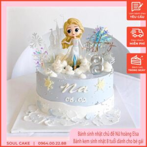 Bánh sinh nhật chủ đề Nữ hoàng Elsa, Bánh kem sinh nhật 8 tuổi dành cho bé gái