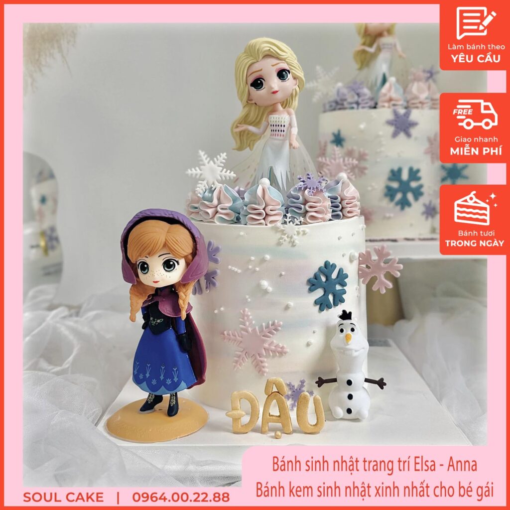 Bánh sinh nhật trang trí Elsa - Anna, Bánh kem sinh nhật xinh nhất cho bé gái