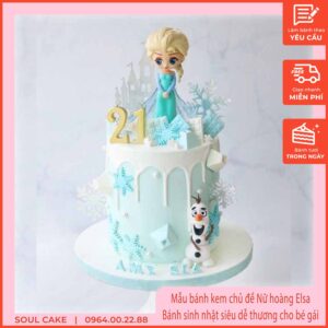 Mẫu bánh kem chủ đề Nữ hoàng Elsa, Bánh sinh nhật siêu dễ thương cho bé gái