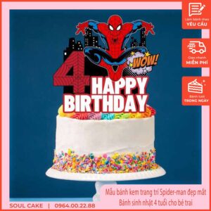 Mẫu bánh kem trang trí Spider-man đẹp mắt, Bánh sinh nhật 4 tuổi cho bé trai