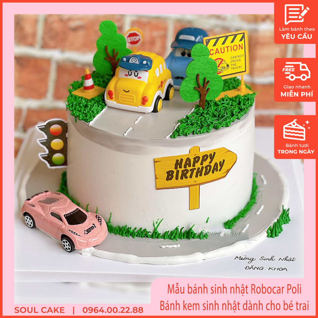 Mẫu bánh sinh nhật Robocar Poli, Bánh kem sinh nhật dành cho bé trai