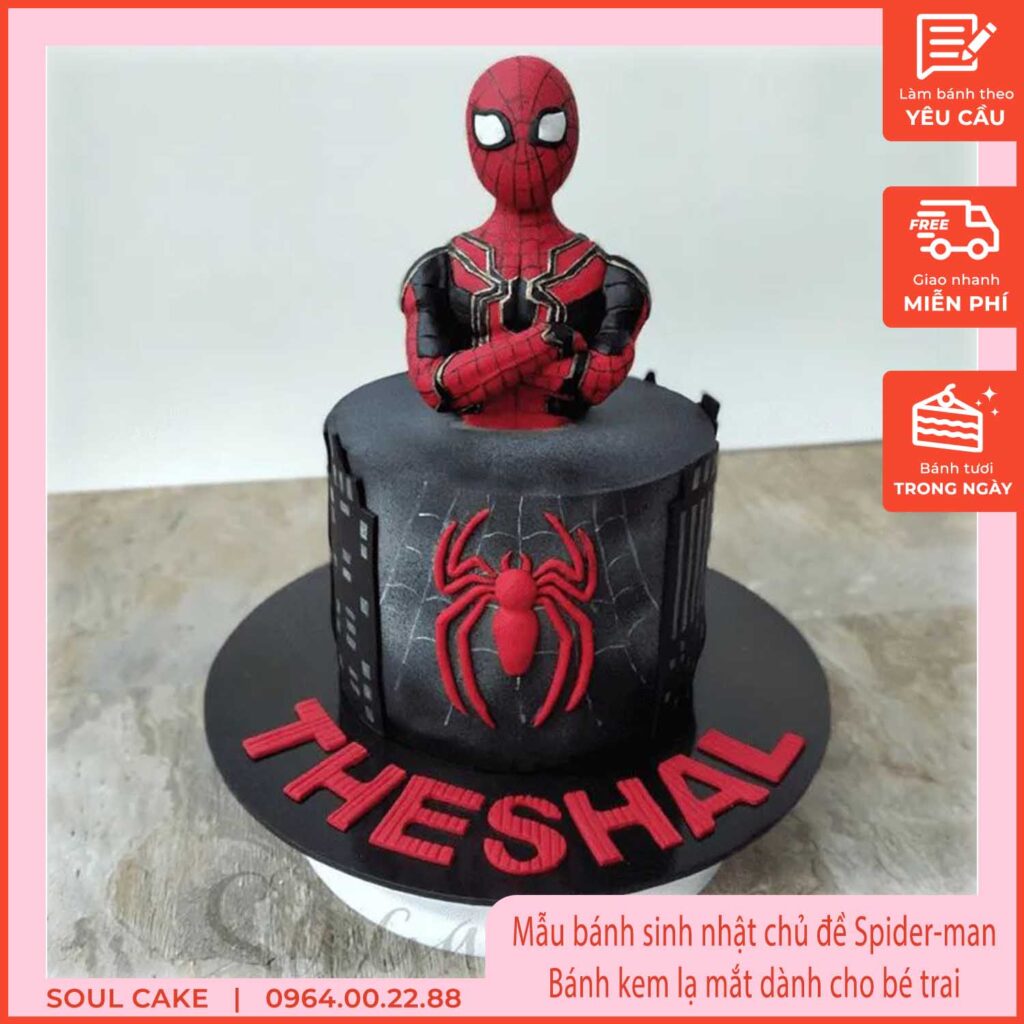 Mẫu bánh sinh nhật chủ đề Spider-man, Bánh kem lạ mắt dành cho bé trai