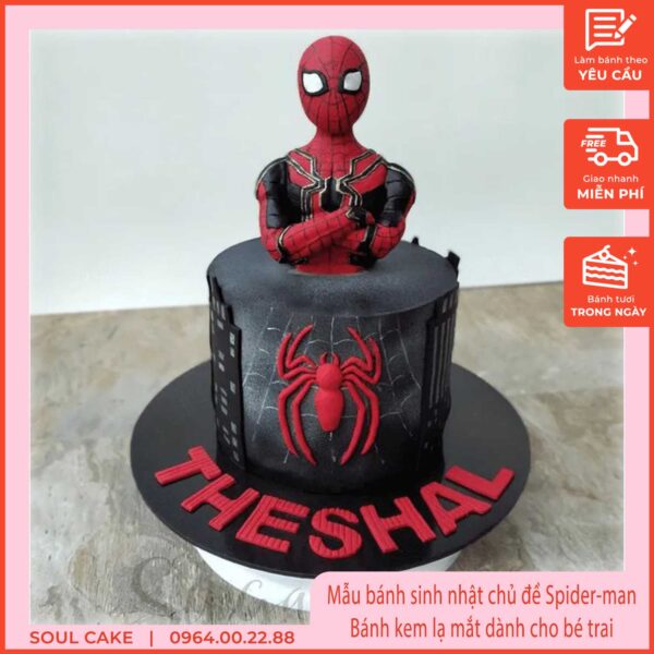 Mẫu bánh sinh nhật chủ đề Spider-man, Bánh kem lạ mắt dành cho bé trai