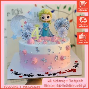 Mẫu bánh trang trí Elsa đẹp mắt, Bánh sinh nhật 4 tuổi dành cho bé gái