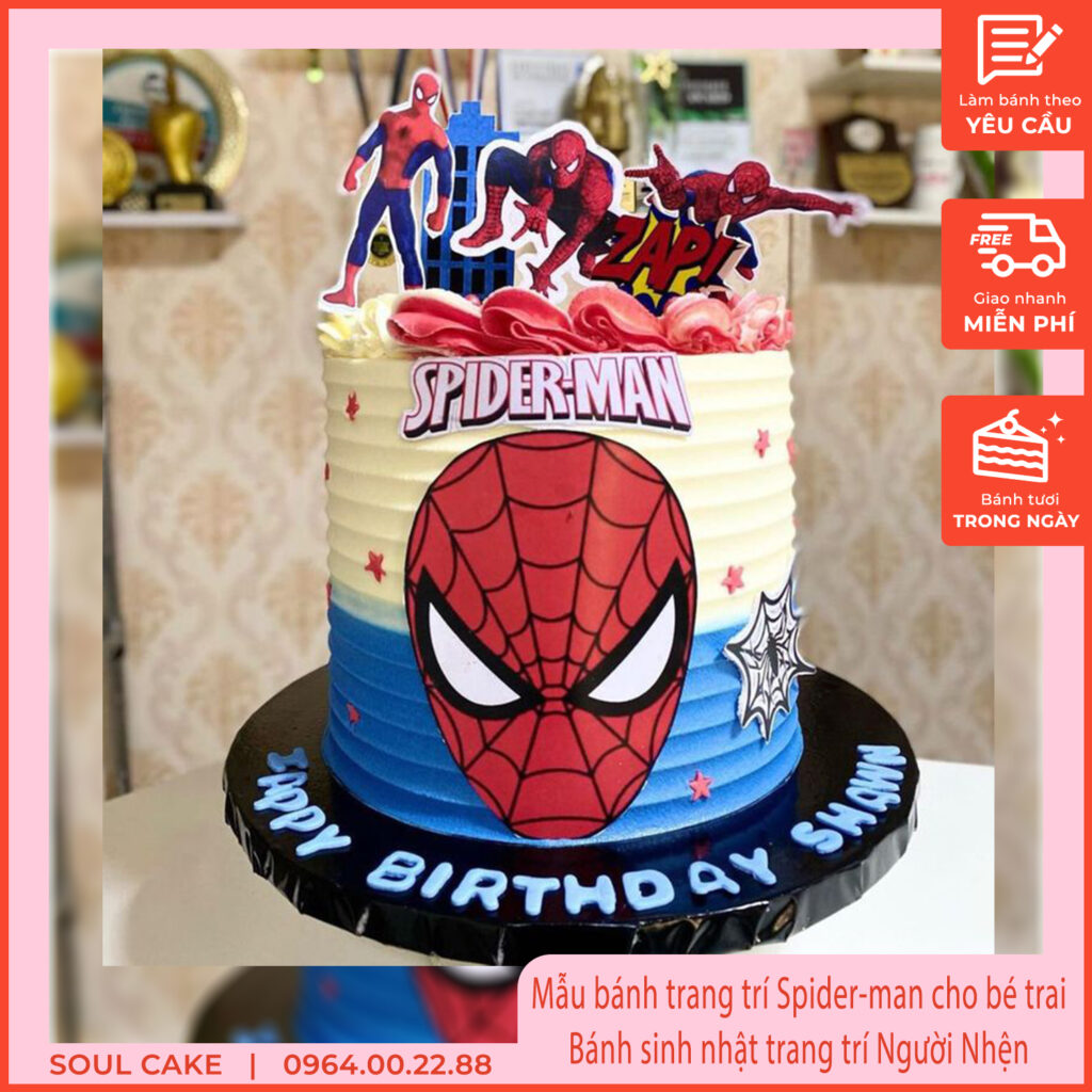 Mẫu bánh trang trí Spider-man cho bé trai, Bánh sinh nhật trang trí Người Nhện