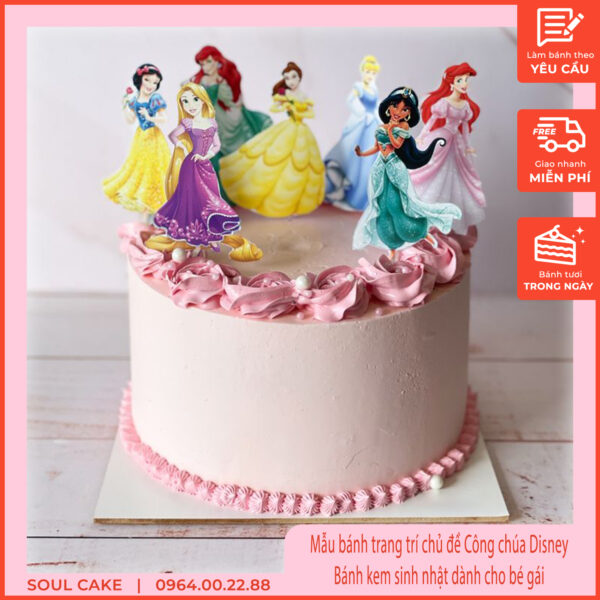 Mẫu bánh trang trí chủ đề Công chúa Disney, Bánh kem sinh nhật dành cho bé gái