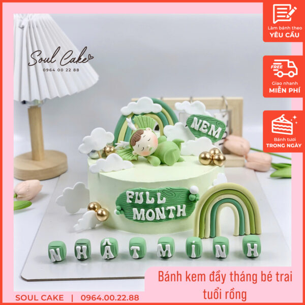 Bánh kem đầy tháng bé trai tuổi rồng