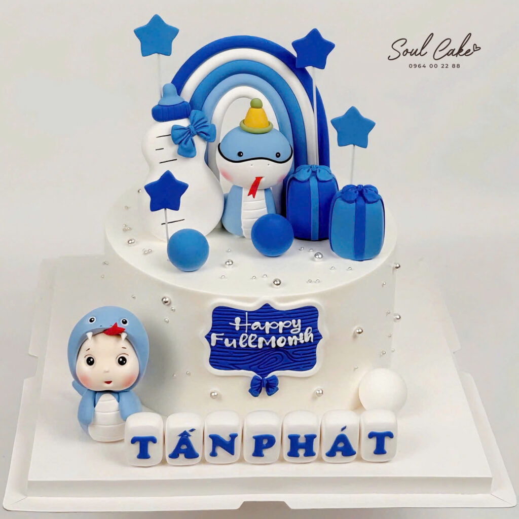 Bánh kem đầy tháng cho bé trai tuổi rắn