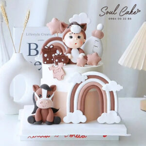 Bánh kem full month bé trai tuổi ngựa