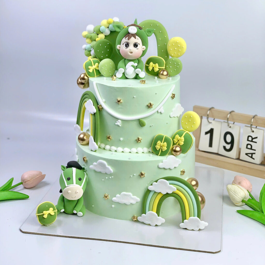 Mẫu bánh kem đầy tháng bé trai tuổi ngựa
