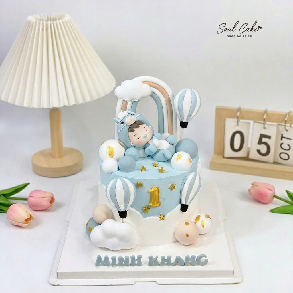 Mẫu bánh kem đầy tháng cho bé trai tuổi ngựa